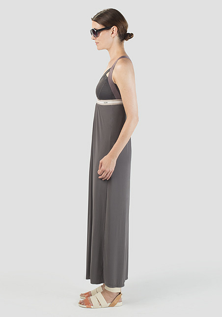 VPL Insertion Wide Maxi Dress: Grey VPL Insertion Wide Maxi Dress: Grey