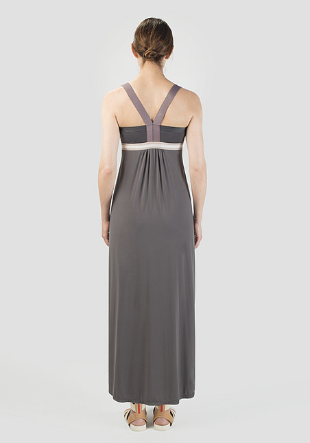 VPL Insertion Wide Maxi Dress: Grey VPL Insertion Wide Maxi Dress: Grey