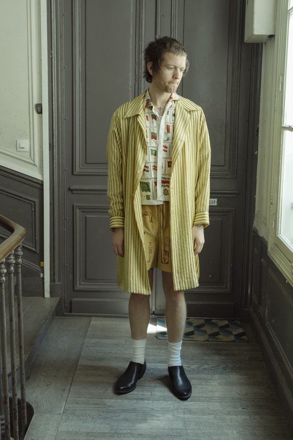 BODE Mashroo Stripe Overcoat - Yellow BODE Mashroo Stripe Overcoat - Yellow