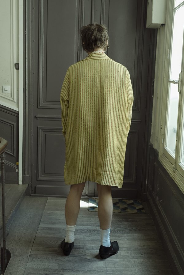BODE Mashroo Stripe Overcoat - Yellow BODE Mashroo Stripe Overcoat - Yellow