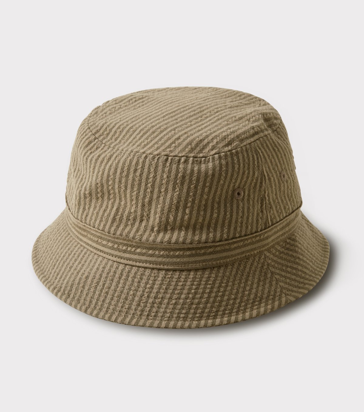 帽子 PHIGVEL SEERSUCKER STRIPE BUCKET HAT Phigvel Makers & Co. Seersucker Stripe Bucket Hat - Khaki Olive