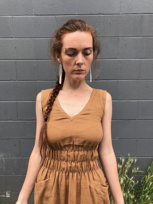 modaspia Fiji Linen Dress - Curry | Garmentory