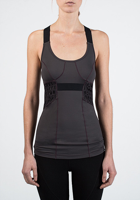 VPL Overall Tank: All charcoal x Eggplant Stitches VPL Overall Tank: All charcoal x Eggplant Stitches