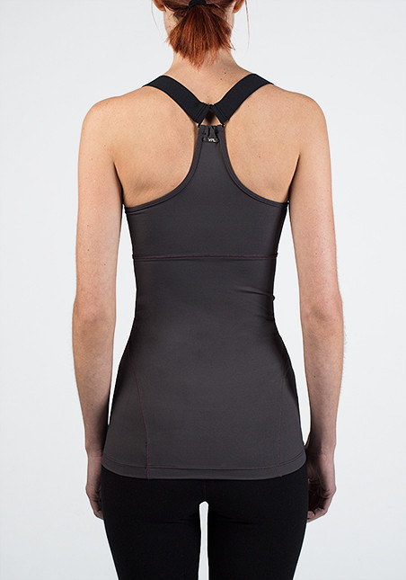VPL Overall Tank: All charcoal x Eggplant Stitches VPL Overall Tank: All charcoal x Eggplant Stitches