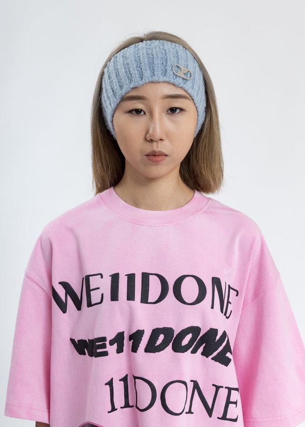 We11done Pink Embroidered Metal Logo Hairband We11done | Accessories | We1done Pink Embroidered Metal Logo  main image 4