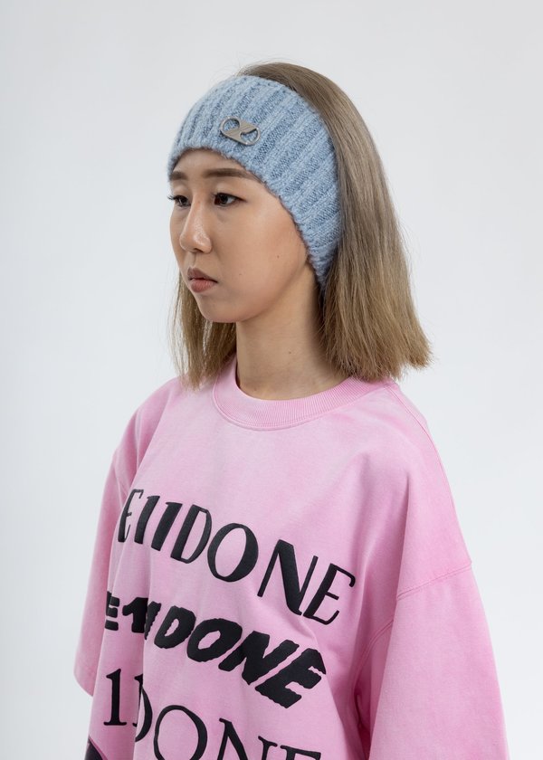 we11done Embroidered Metal Logo Hairband - Grey | Garmentory display picture 1