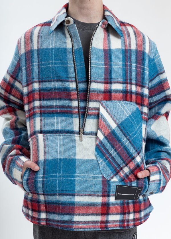 we11done English Check Anorak - Light Blue we11done English Check Anorak - Light Blue