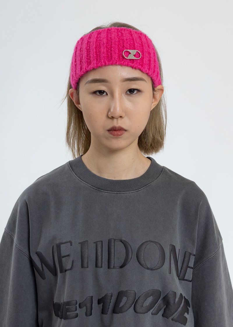 we11done Embroidered Metal Logo Hairband - Pink | Garmentory display picture 3