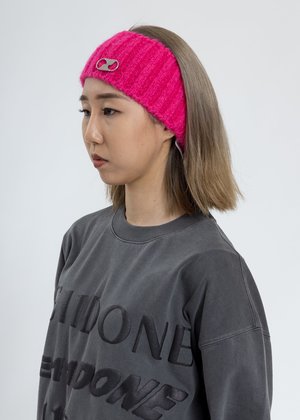 We11done Pink Embroidered Metal Logo Hairband We11done | Accessories | We1done Pink Embroidered Metal Logo  main image 2