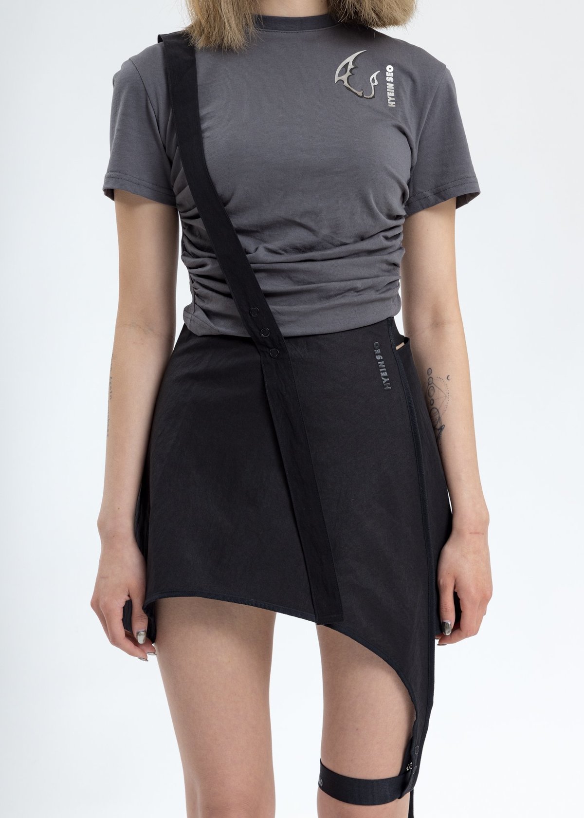 Hyein Seo Black Garter Skirt With Strap - Black | Garmentory