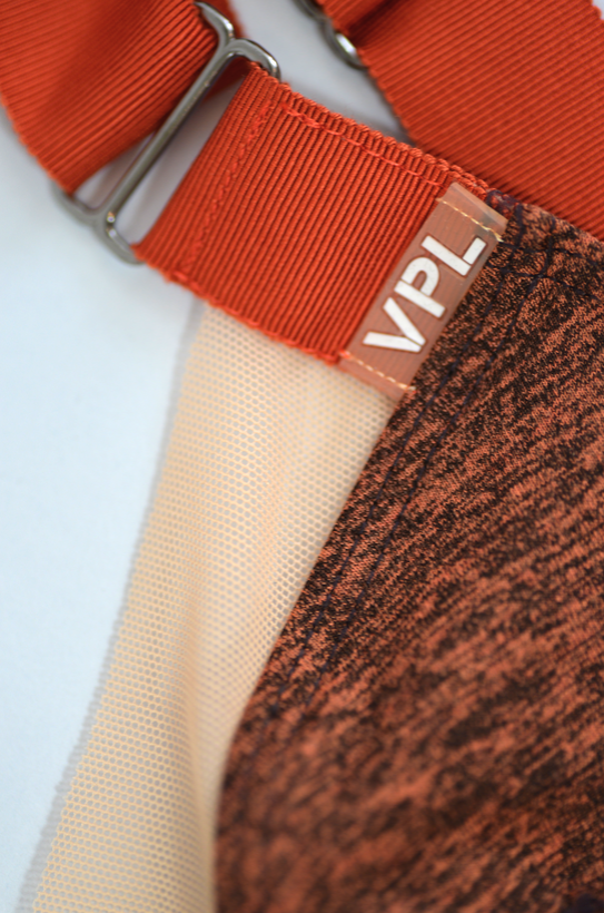 VPL Stripe B Bra: Salmon Marl x Fiery Red VPL Stripe B Bra: Salmon Marl x Fiery Red