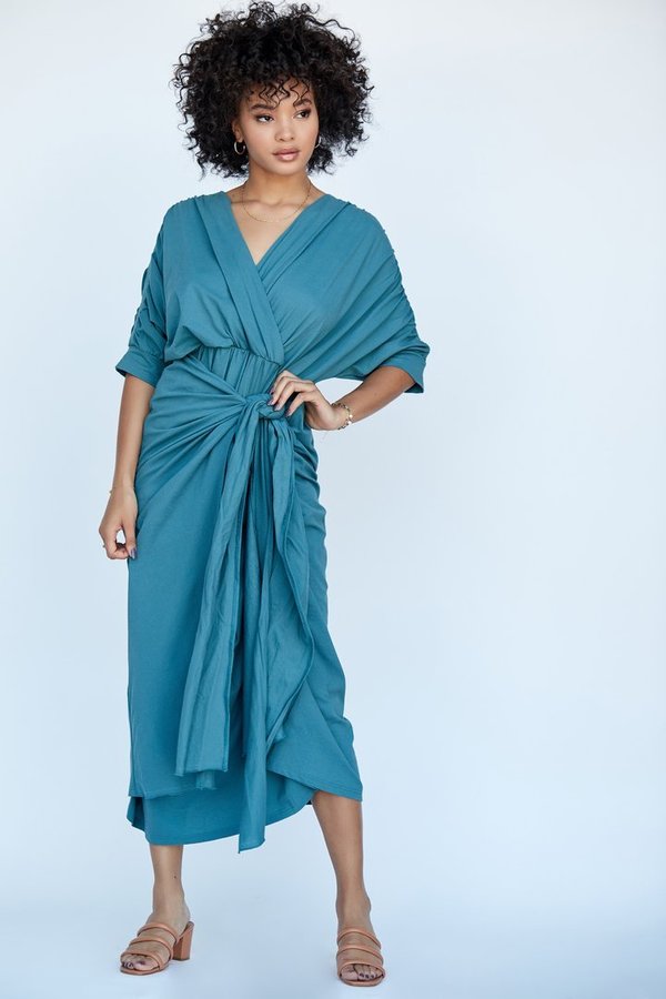 blue nile dress Blue White Nile Print Kaftan Dress – Belma Tvico main image 1