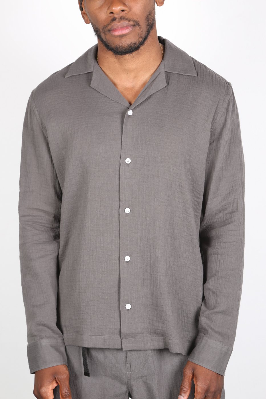 Saturdays Nyc Macro Gauze Shirt Steel Garmentory