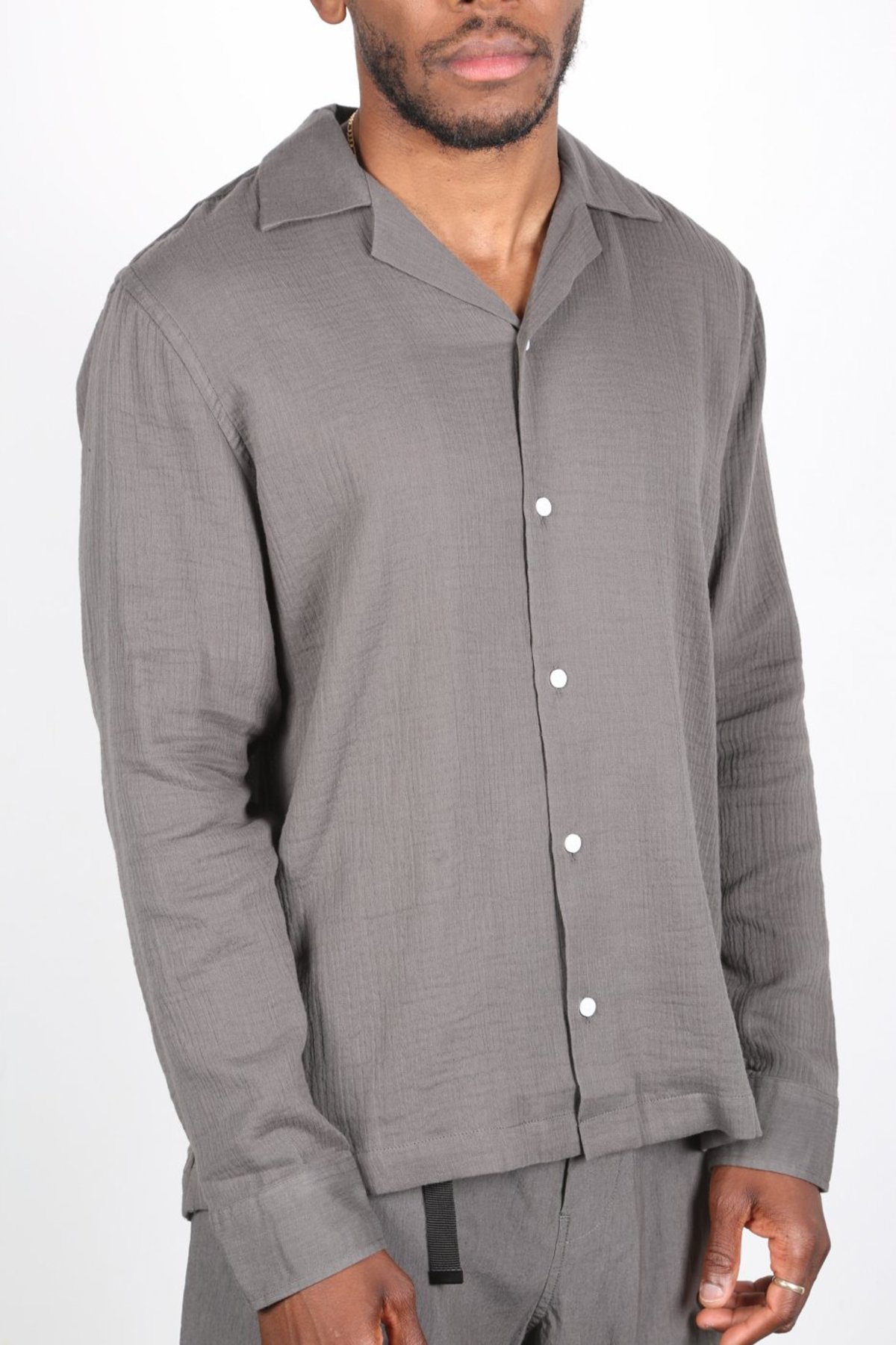 Men - Gray Gauze Shirt