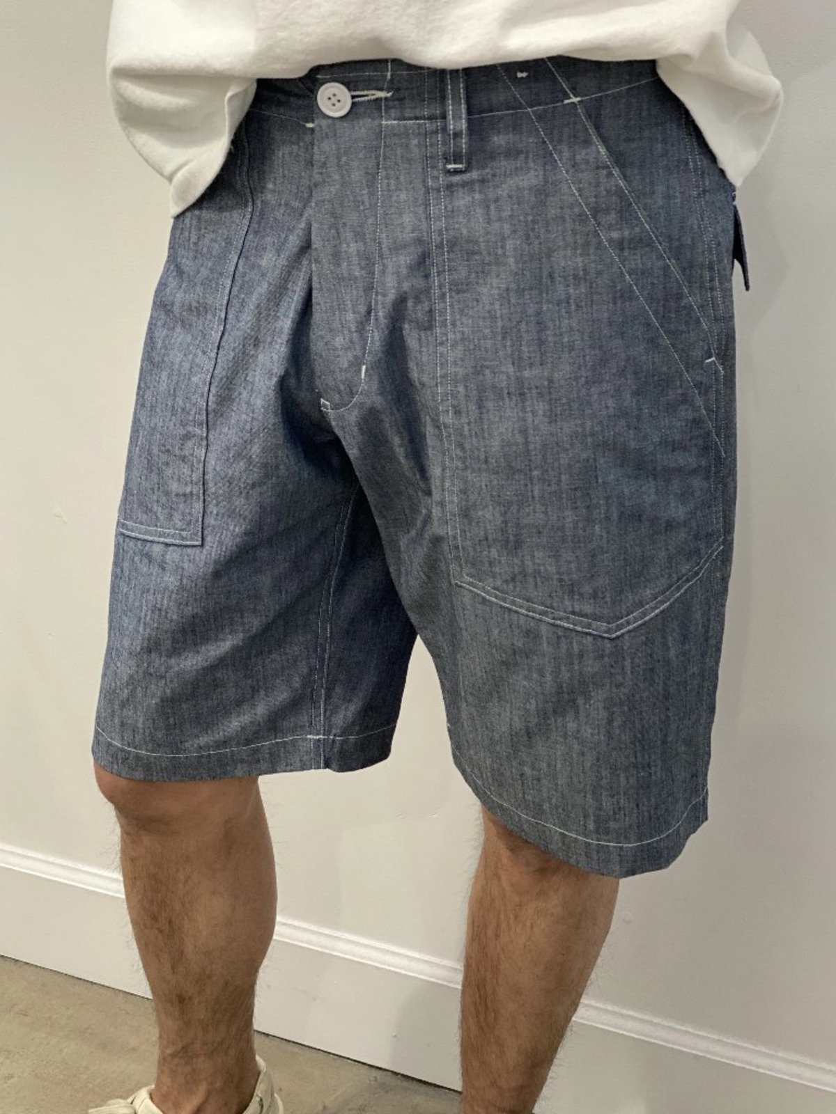 Monitaly Cotton Fatigue Shorts - Chambray  - Image 2 of 7