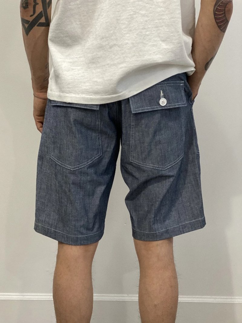 Monitaly Cotton Fatigue Shorts - Chambray 
