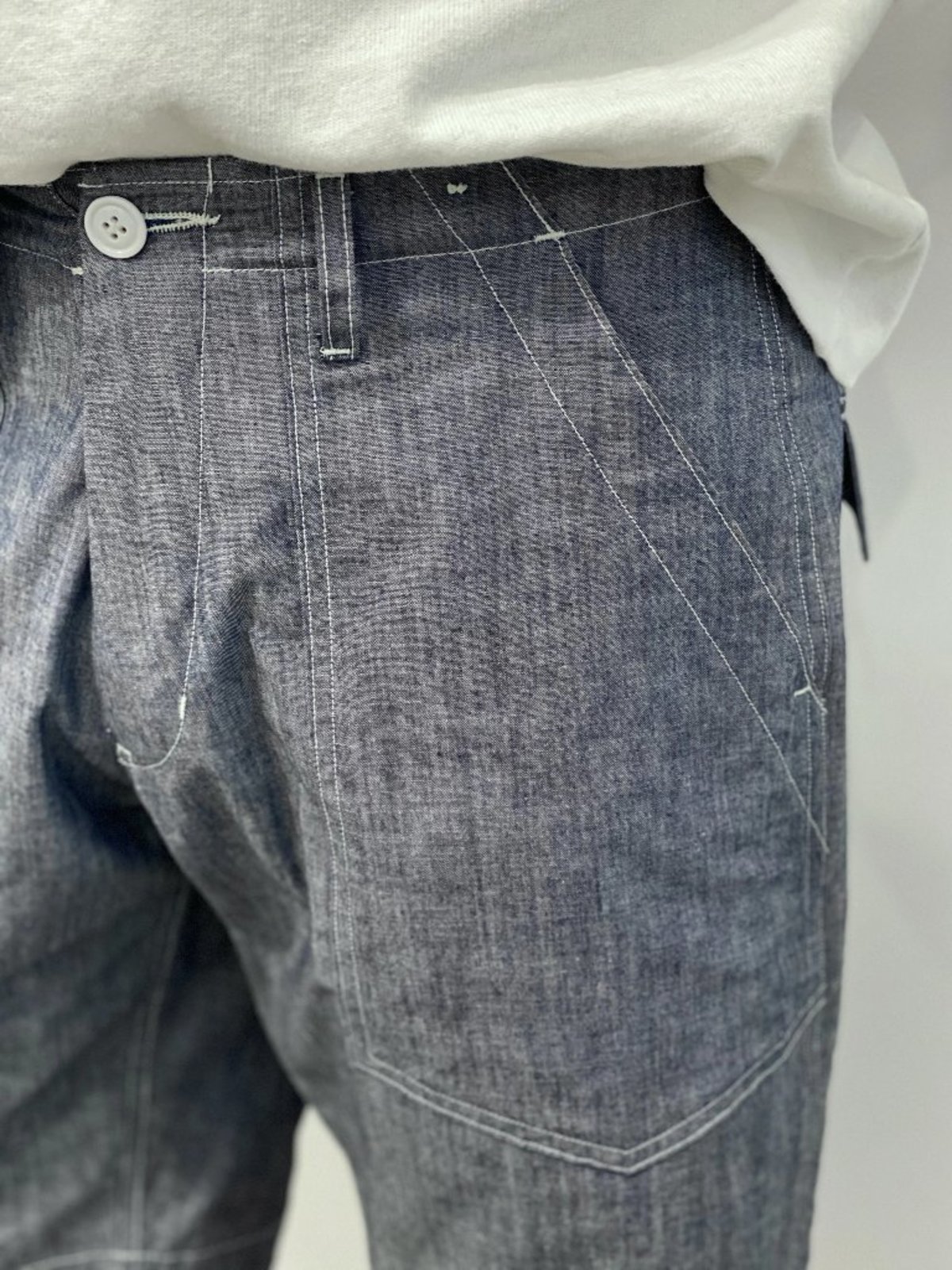 Monitaly Cotton Fatigue Shorts - Chambray  - Image 5 of 7