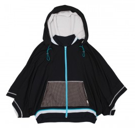 VPL Zip Hood Throw: Black x Turquoise VPL Zip Hood Throw: Black x Turquoise