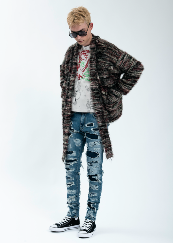 パンツ SANKUANZ Bleached Rabbit Graffiti Print BUMPY GRAFFITI PRINT WASHED STRAIGHT JEANS – SANKUANZ