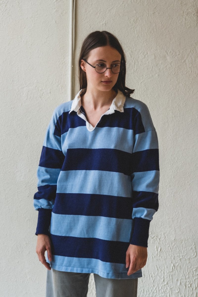 ◇1993studio◇ Applique collar rugby t-shirt sky blue Designer fashion, Seoul-fully created | W Concept