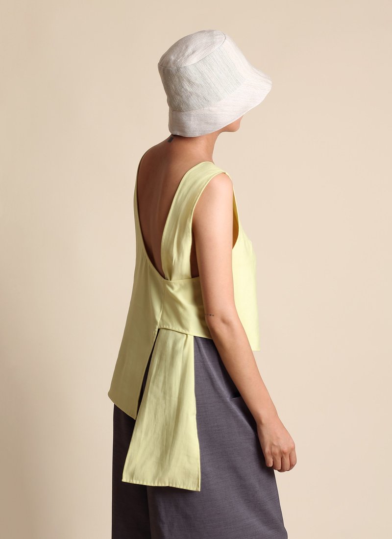 KAAREM Stigma Layered Back Knot Tie Tank - Lemon