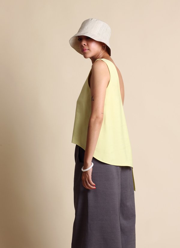 KAAREM Stigma Layered Back Knot Tie Tank - Lemon