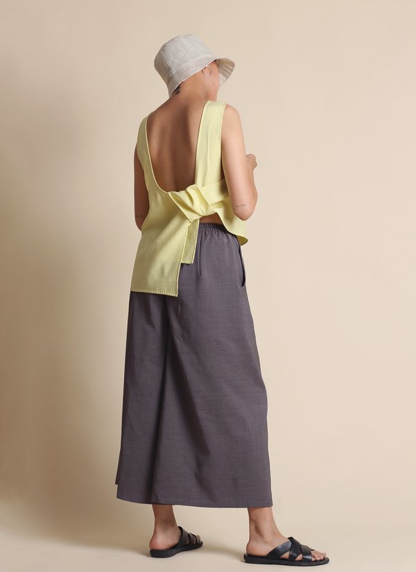 KAAREM Stigma Layered Back Knot Tie Tank - Lemon