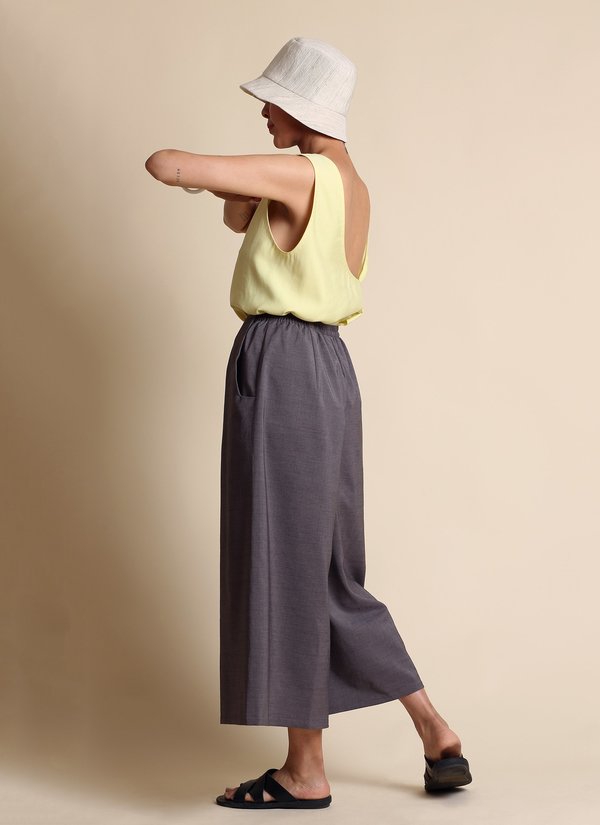 KAAREM Stigma Layered Back Knot Tie Tank - Lemon