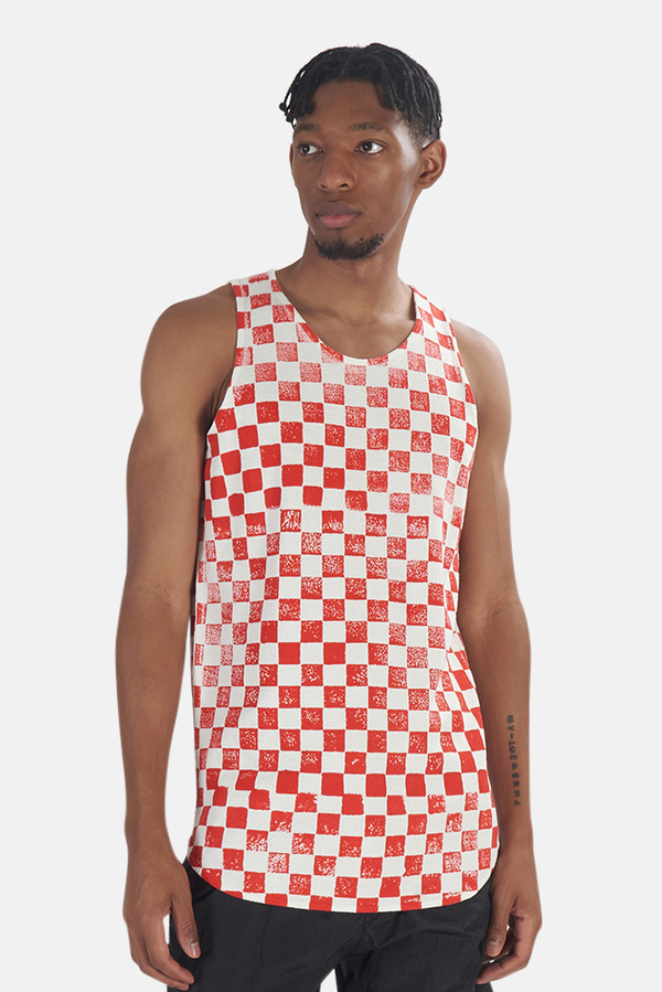 Jungmaven Checkerboard Tank Top - Red Checkerboard Jungmaven Checkerboard Tank Top - Red Checkerboard
