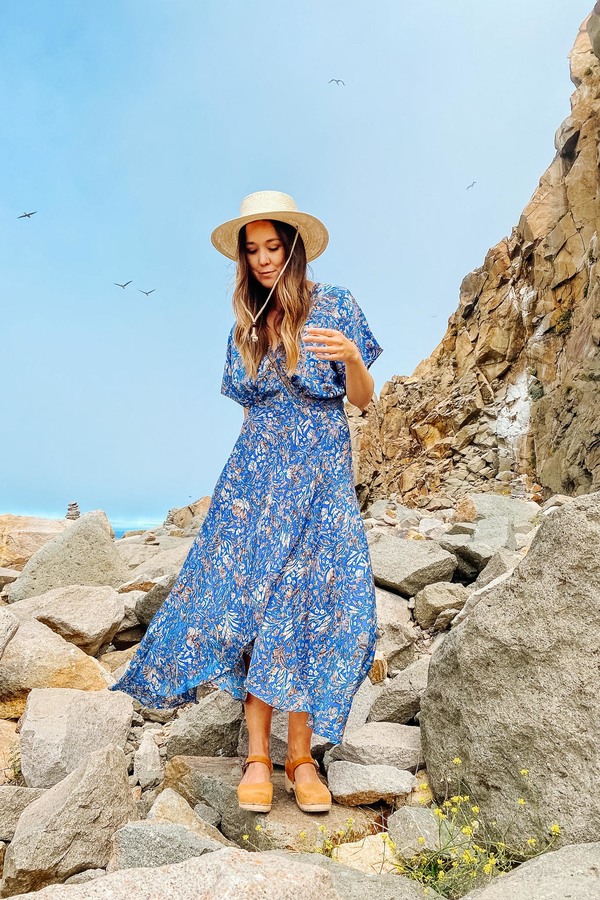 chinese dress ladies Cotton Block Print Long Halter Dress (3500)  Karma Highway