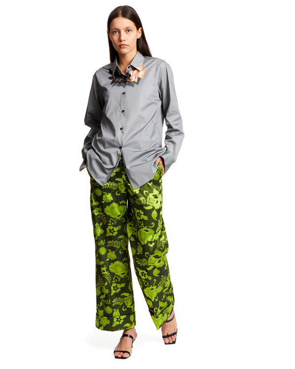 パンツ DRIES VAN NOTEN Women Pants 2410109248204GREEN Green Pleated wide-leg pants in green - Dries Van Noten | Mytheresa