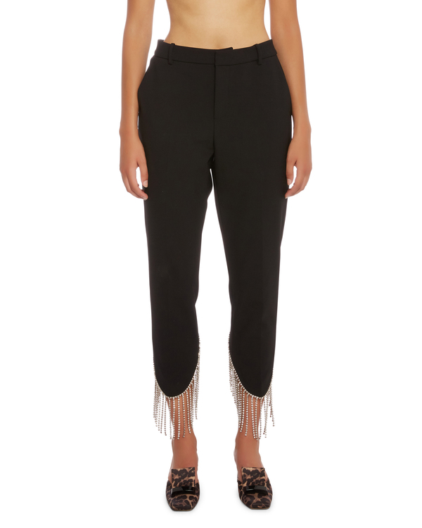 AREA Crystal Fringe Pants - Black 