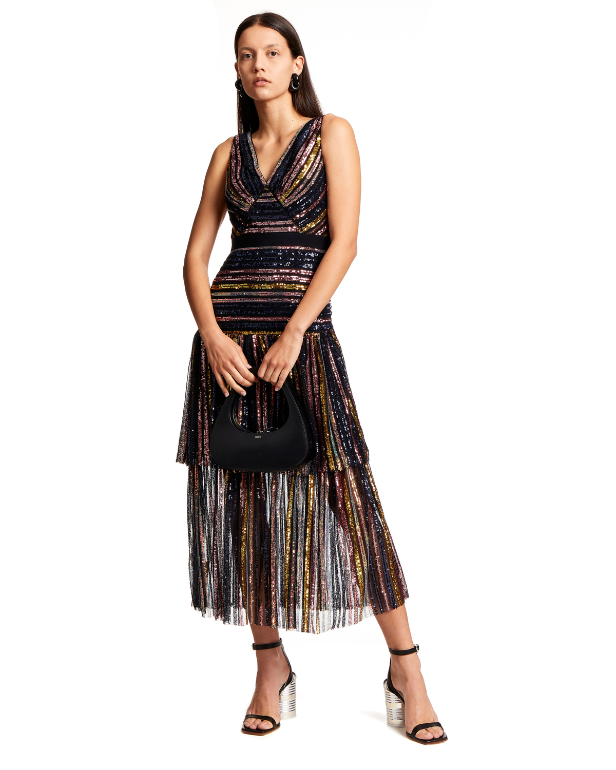 Self Portrait Sequin Embroidered Midi Dress - Multicolor | Garmentory