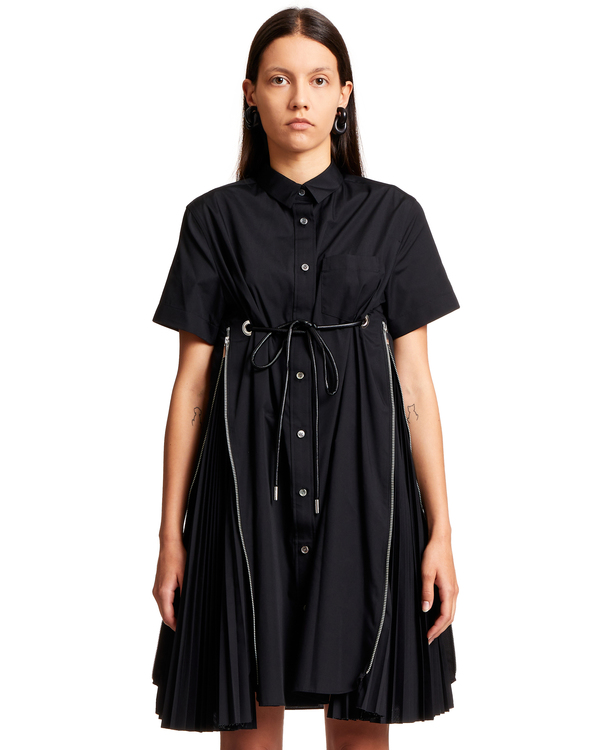 Sacai Side Zip Pleated Dress - Black | Garmentory