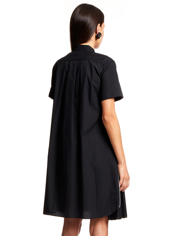 Sacai Side Zip Pleated Dress - Black | Garmentory