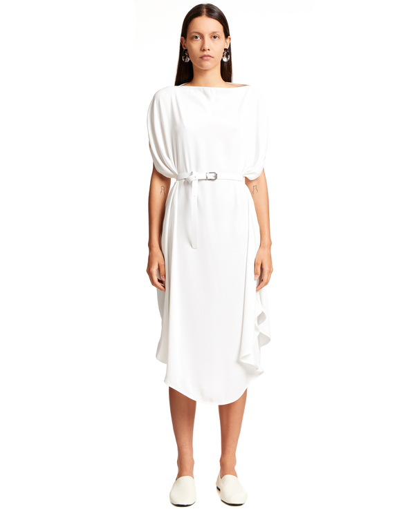 knee length dresses for ladies Solara Draped Midi Dress L / White main image 1
