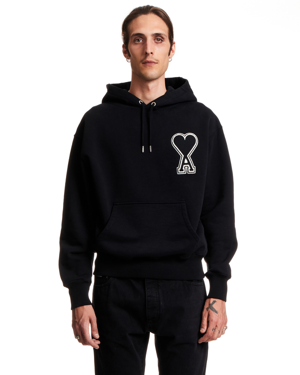 ★【AMI PARIS】★de Coeur Oversize Intarsia Hoodi.e Black★ Black Red Ami De Coeur Hoodie | AMI PARIS