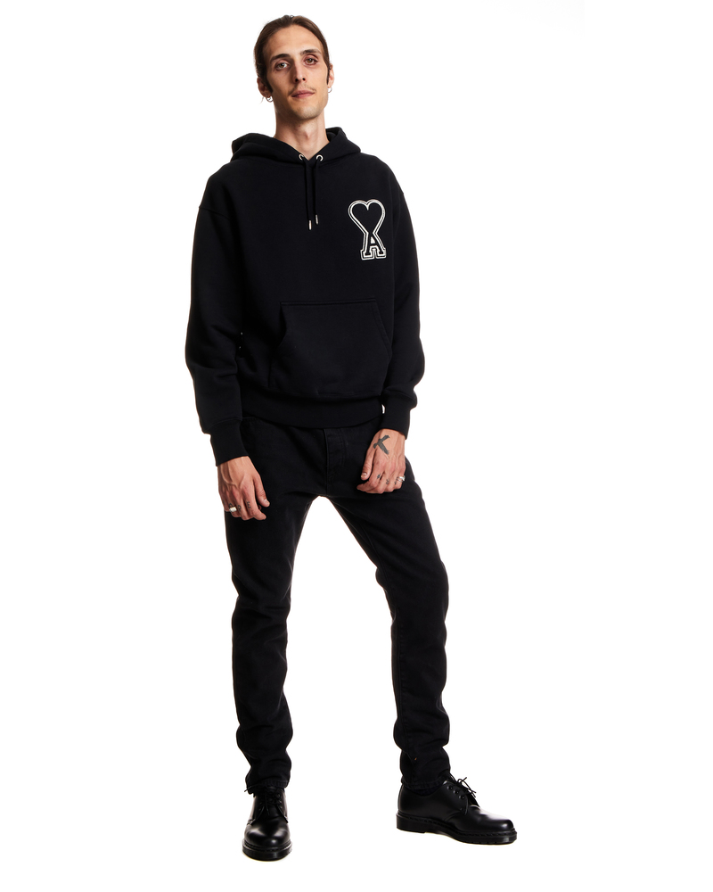 ★【AMI PARIS】★de Coeur Oversize Intarsia Hoodi.e Black★ Black Ami De Coeur Hoodie | AMI PARIS
