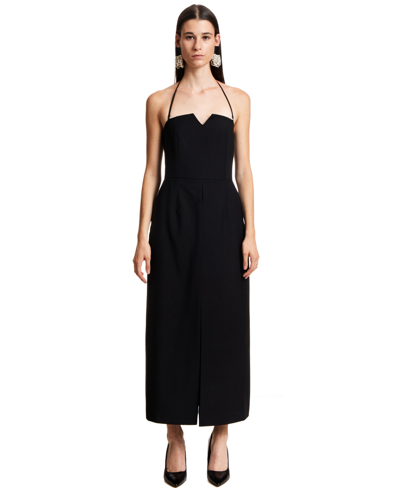 slim fit dress slacks Pleated Detailed Halter Neck Bustier Mini Dress