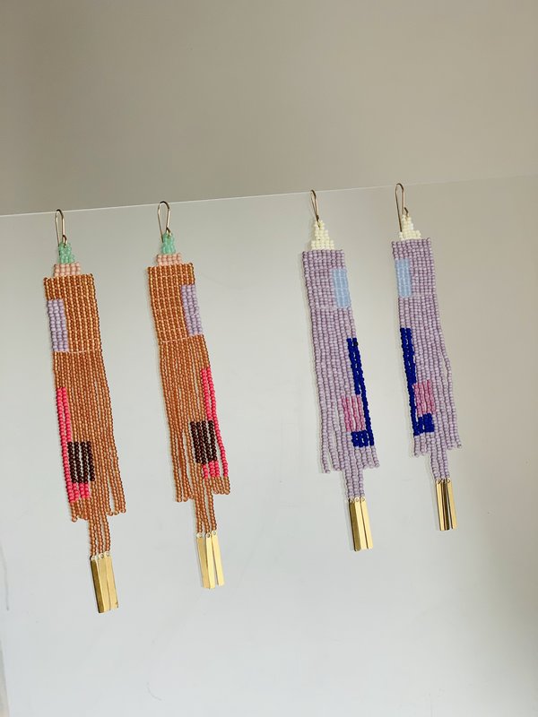 Lu in the Frey Long Rectangle Fringe Earrings Lu in the Frey Long Rectangle Fringe Earrings
