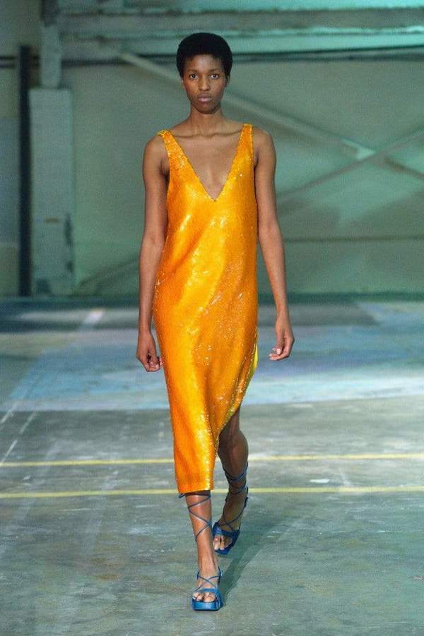 orange sequins dress Jovani 23058 Orange Plunging Neck Sequin Short Dress