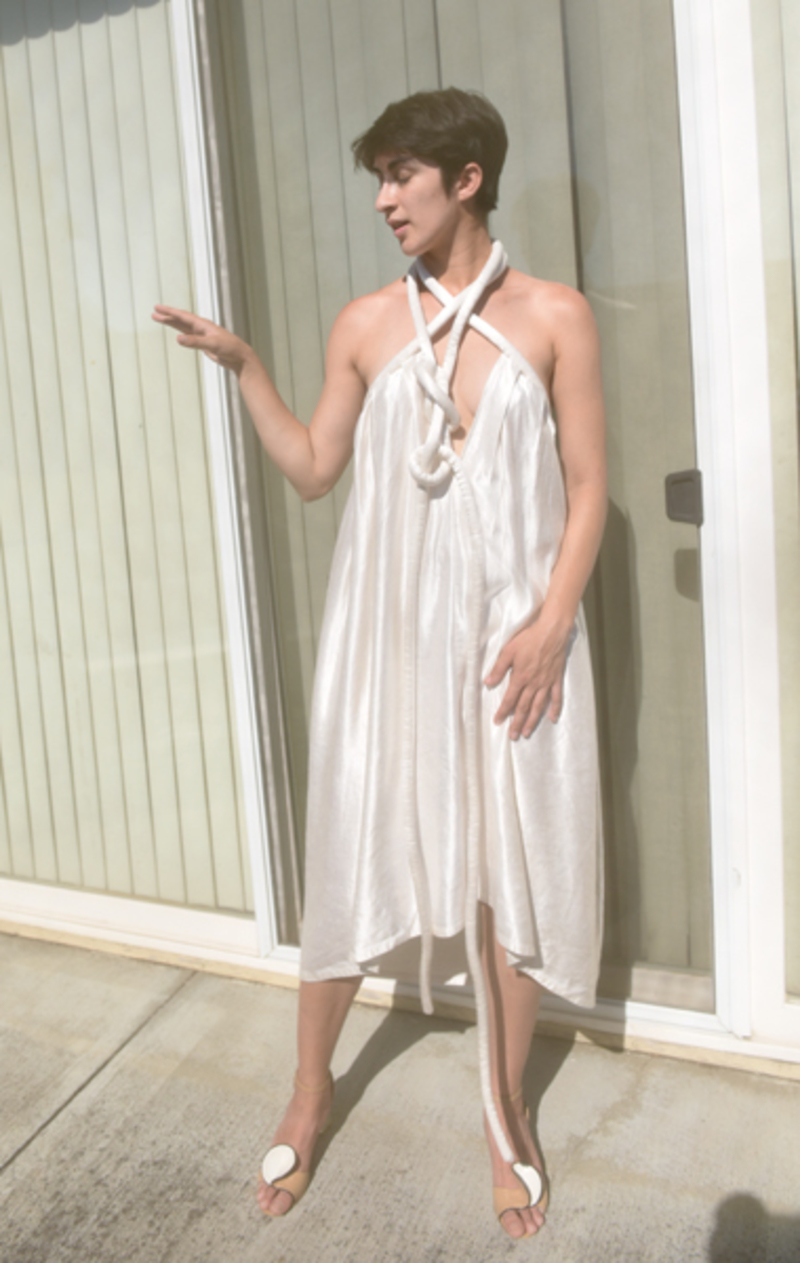 satin rope dress Limited Edition Infinite Rope Dress Pearl Silk Hemp Charmeuse