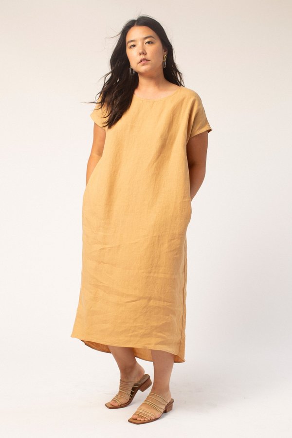 Filosofia Brooke Linen Dress - Ochre | Garmentory Filosofia Brooke Linen Dress - Ochre | Garmentory