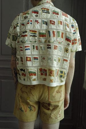 BODE Flag Patchwork Shirt - Natural Tobacco BODE Flag Patchwork Shirt - Natural Tobacco