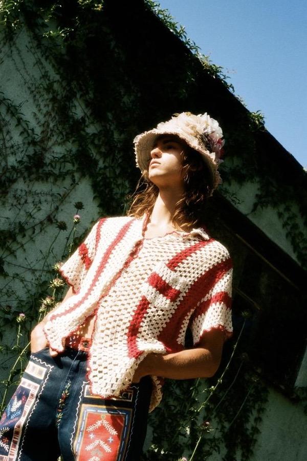BODE Crochet Big Top Shirt - White/Red BODE Crochet Big Top Shirt - White/Red