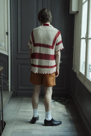 BODE Crochet Big Top Shirt - White/Red BODE Crochet Big Top Shirt - White/Red