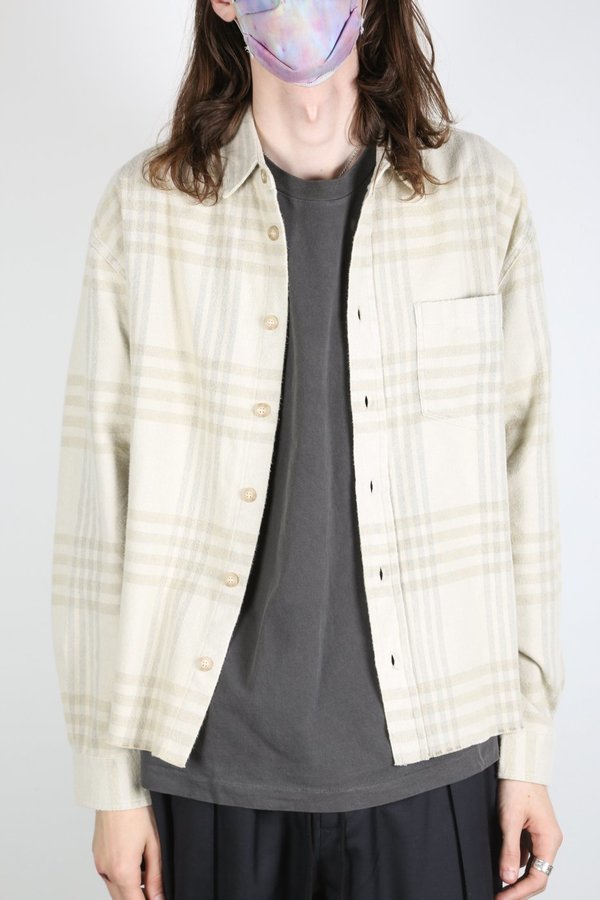John Elliott Hemi Oversized Shirt Cream Plaid Garmentory