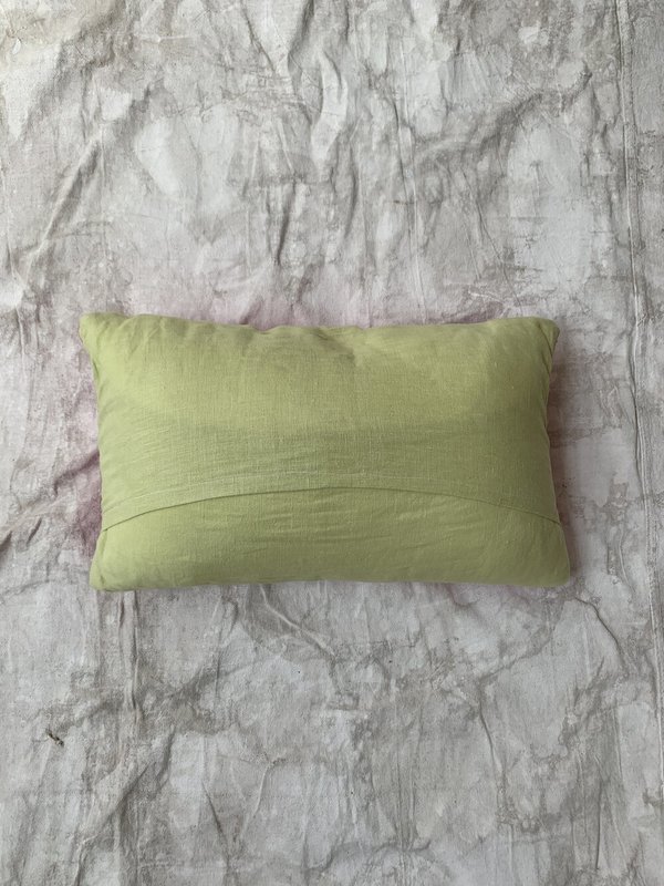 Cuttalossa & Co. Cotton + Linen Quilted Lumbar Pillow - Fuchsia/Avocado Cuttalossa & Co. Cotton + Linen Quilted Lumbar Pillow - Fuchsia/Avocado