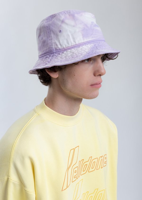 we11done Hand Bleached Iridescent Logo Embossed Bucket Hat