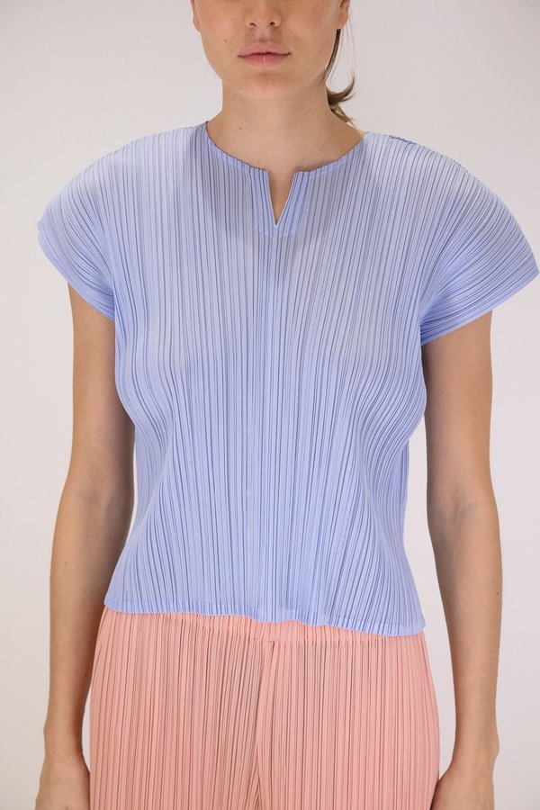 Issey Miyake Pleats Please Short Sleeved Top - Blue | Garmentory